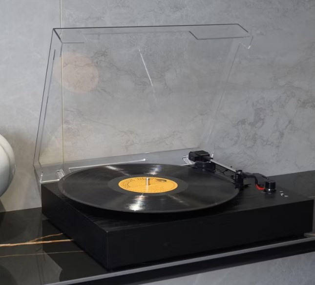 Elegantni retro drveni bluetooth gramofon sa poklopcem piano crni TR104