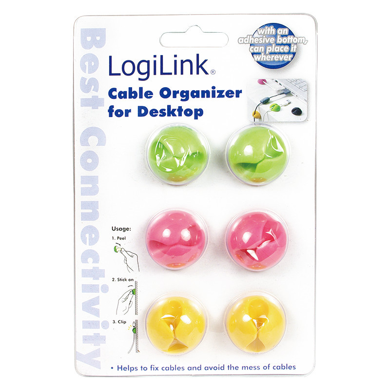 Set organizatora kablova 6 komada samoljepljivi LOGILINK