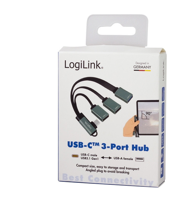 Ugaoni razdjelnik USB-C  3u1 0.15m LOGILINK