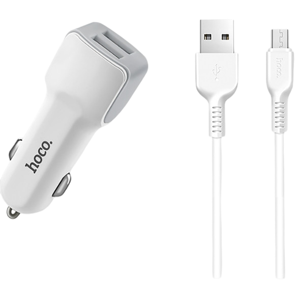Auto punjač sa micro USB kablom i 2 USB izlaza HOCO