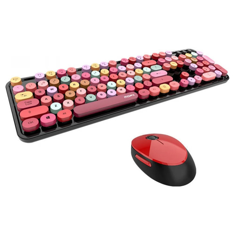 Retro set bežična tastatura i miš MOFII Sweet crno crvena