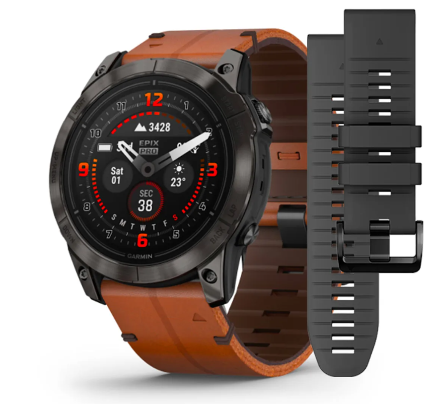 Pametni sat GARMIN EPIX PRO GEN2 Sapphire Carbon Gray DLC Tit Chestnut leather