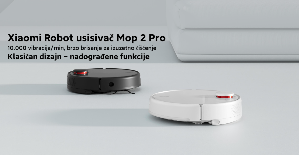 Robot usisivač XIAOMI Mi Mop 2 Pro crni, klasični dizajn, nadogradnja funkcije