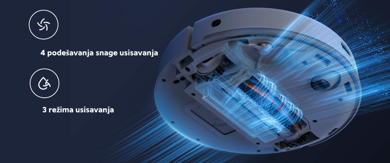 Robot usisivač XIAOMI Mi Mop 2 Pro crni, 4 podešavanja snage usisavanja, 3 režima usisavanja