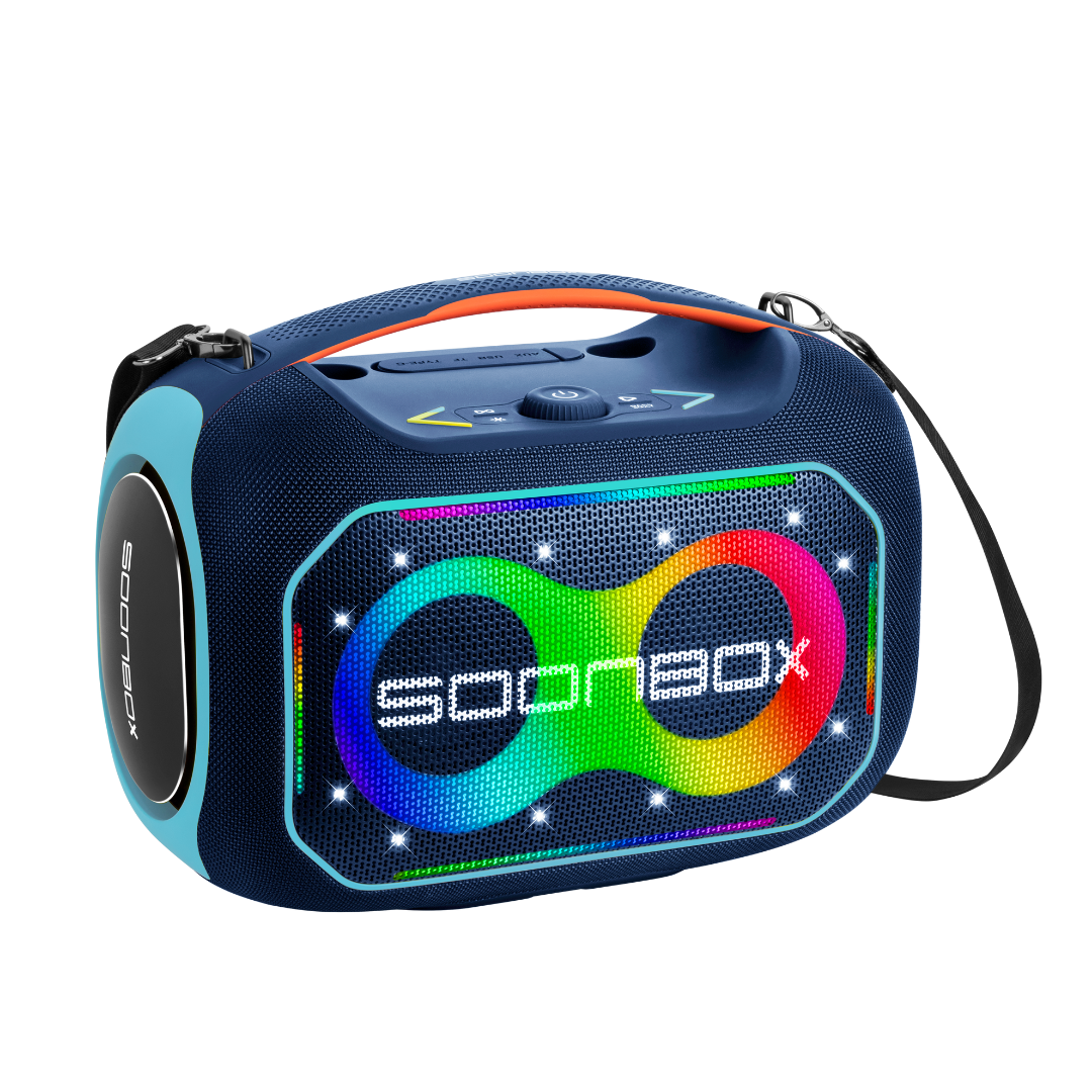 Prijenosni bluetooth karaoke zvučnik sa dva mikrofona FM radio SOONBOX S6300PRO plavi