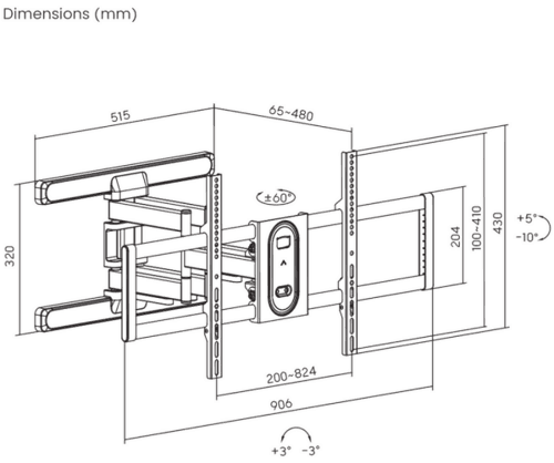 Zglobni nosač za TV 43"-100" 60kg SBOX PLB-8148