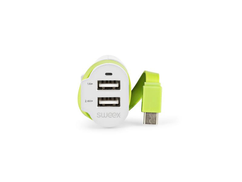 Auto punjač sa 2 USB izlaza i micro USB kablom SWEEX