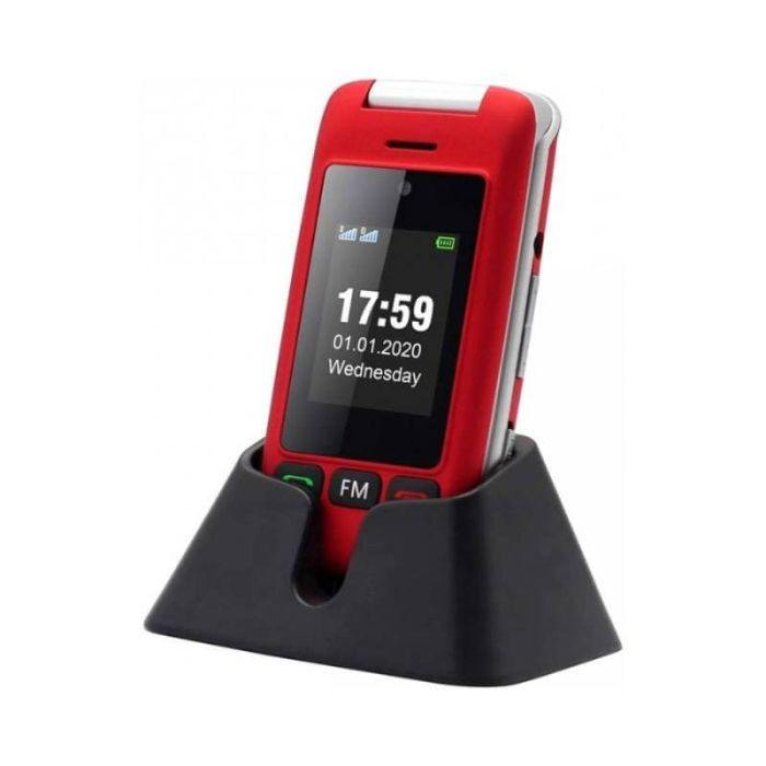 Preklopni telefon ARTFONE C10 sa stanicom za punjenje crveni