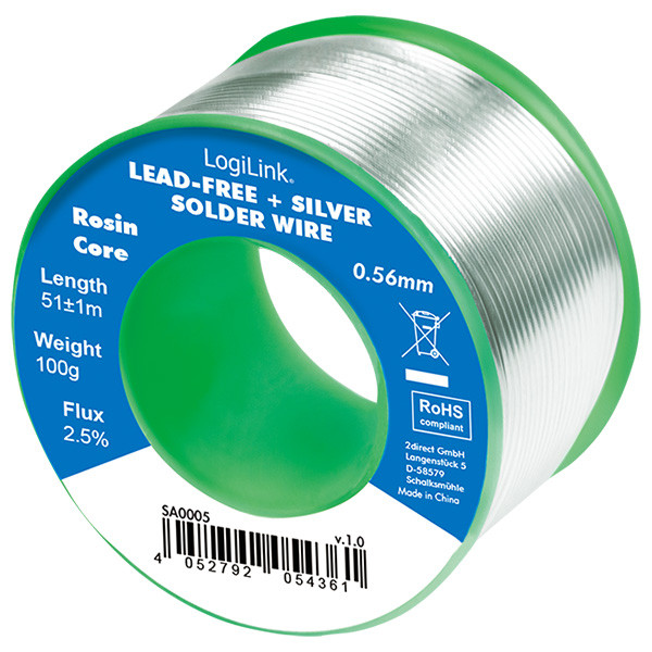 Tinol kalaj za lemljenje LOGILINK 0.56mm 99/0.3 Ag/0.7 Cu 100gr
