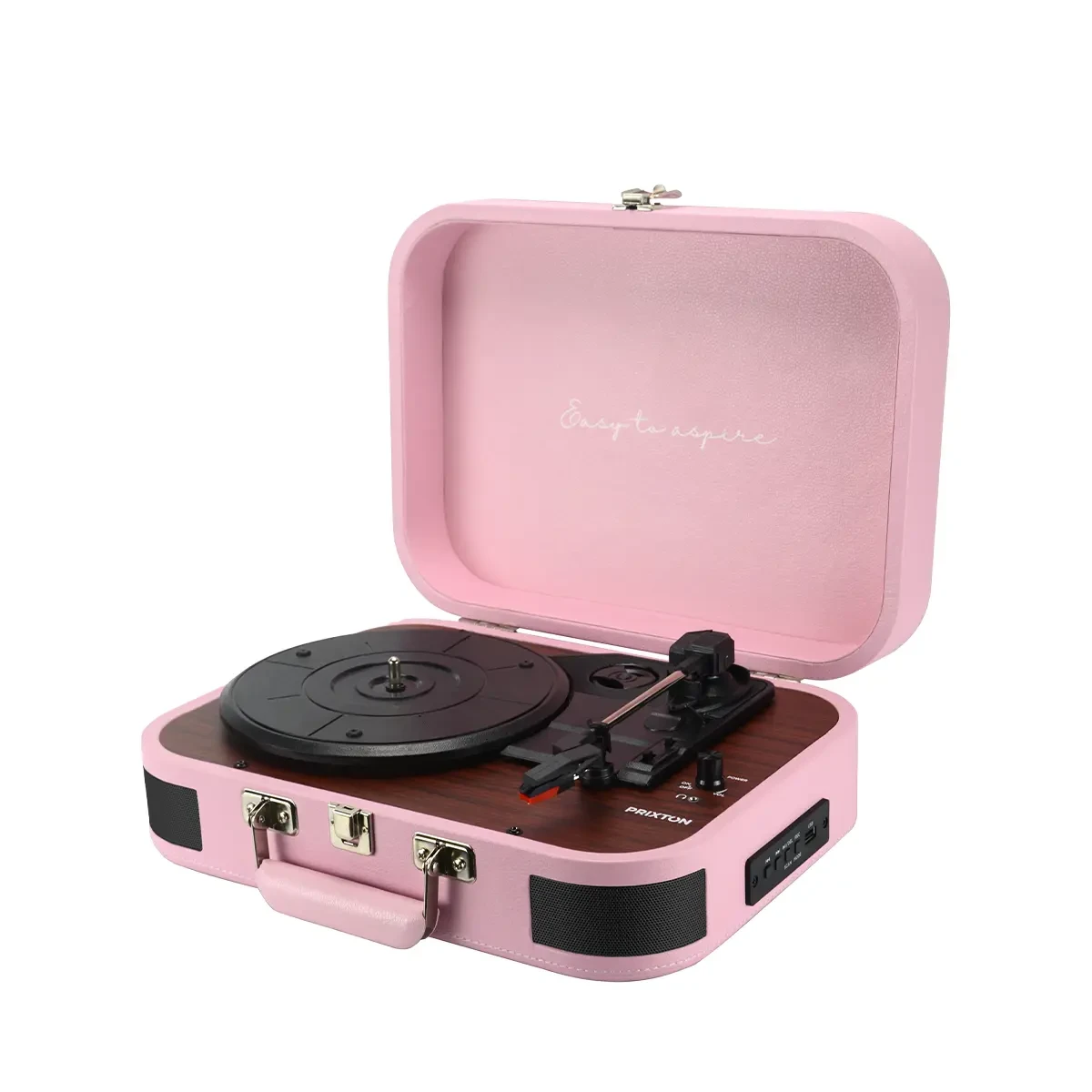 Retro bluetooth gramofon u kožnom koferu sa zvučnicima GM-214BT pink