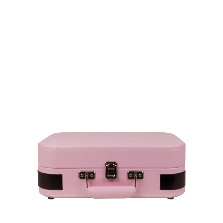 Retro bluetooth gramofon u kožnom koferu sa zvučnicima GM-214BT pink - slika 3
