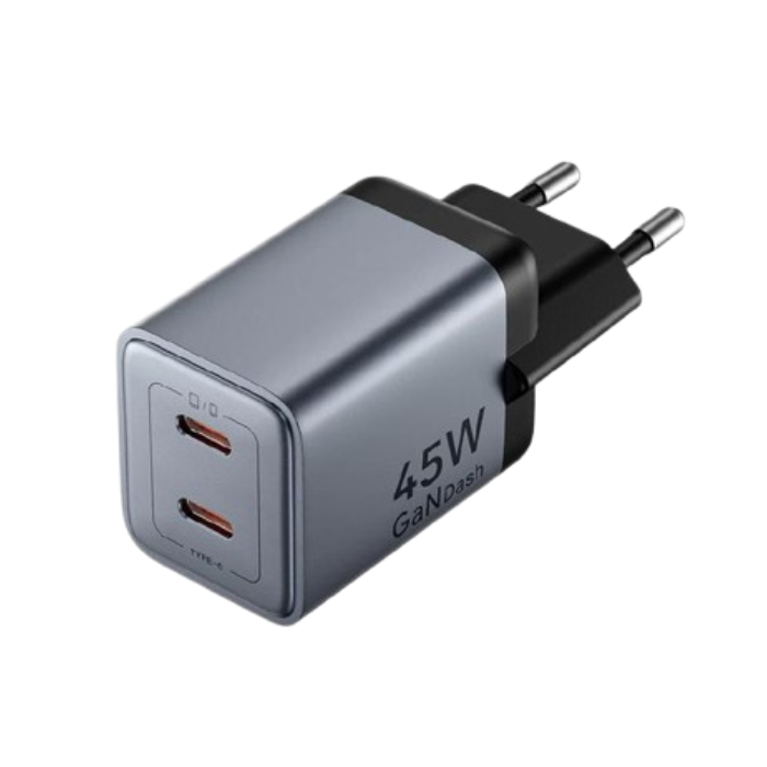 Punjač 2x USB-C 45W sa USB-C kablom 1m VENTION sivi
