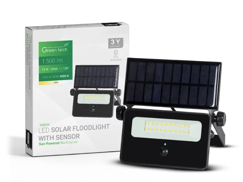 Solarni  LED reflektor 12W 4000K IP65 GREEN TECH Venus-M