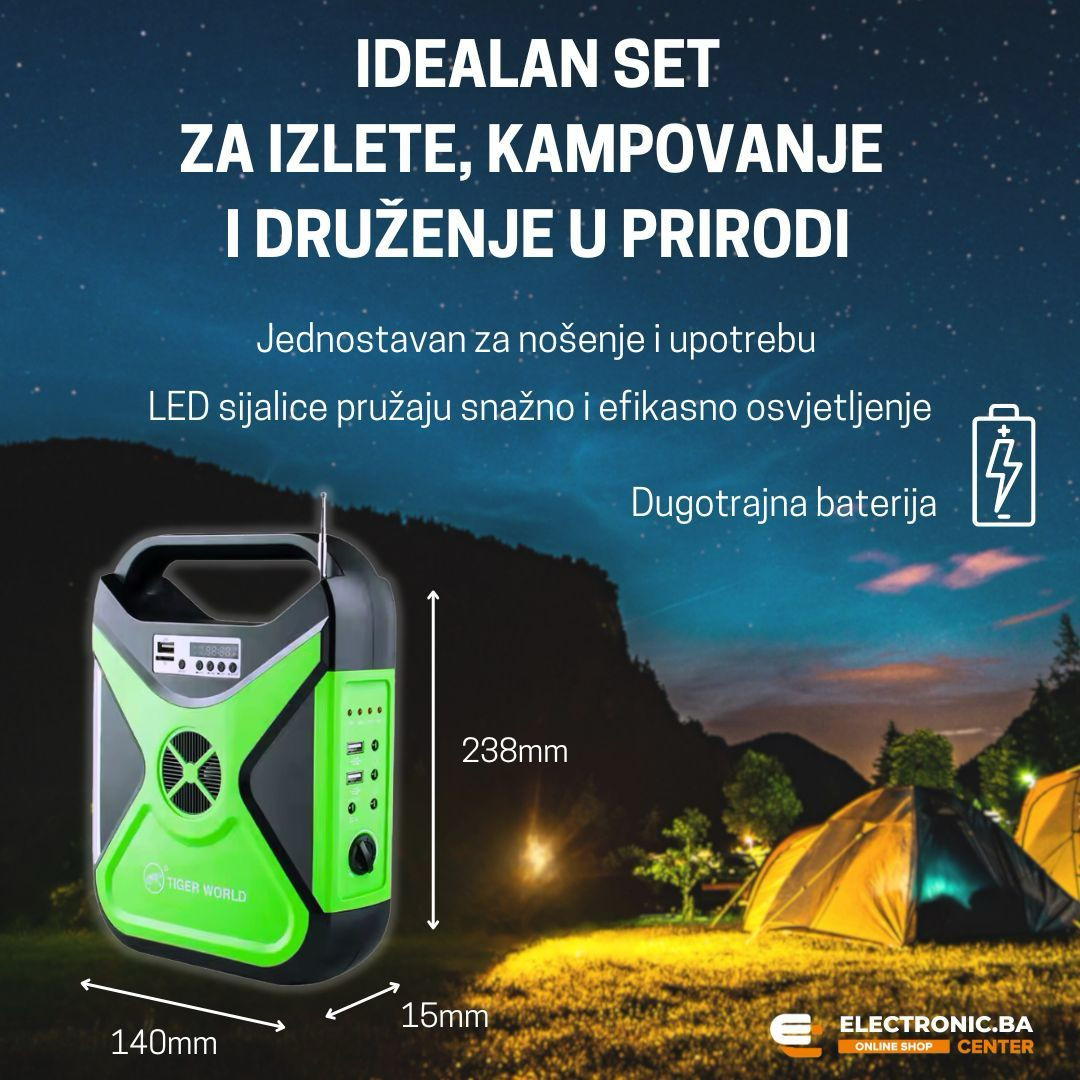 Svestrani prijenosni solarni set sa powerbankom GREEN TECH SPS-300