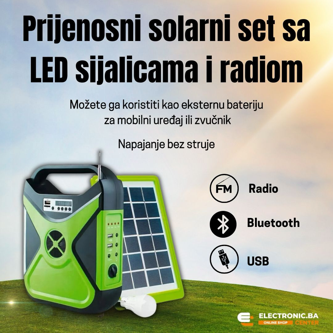 Svestrani prijenosni solarni set sa powerbankom GREEN TECH SPS-300