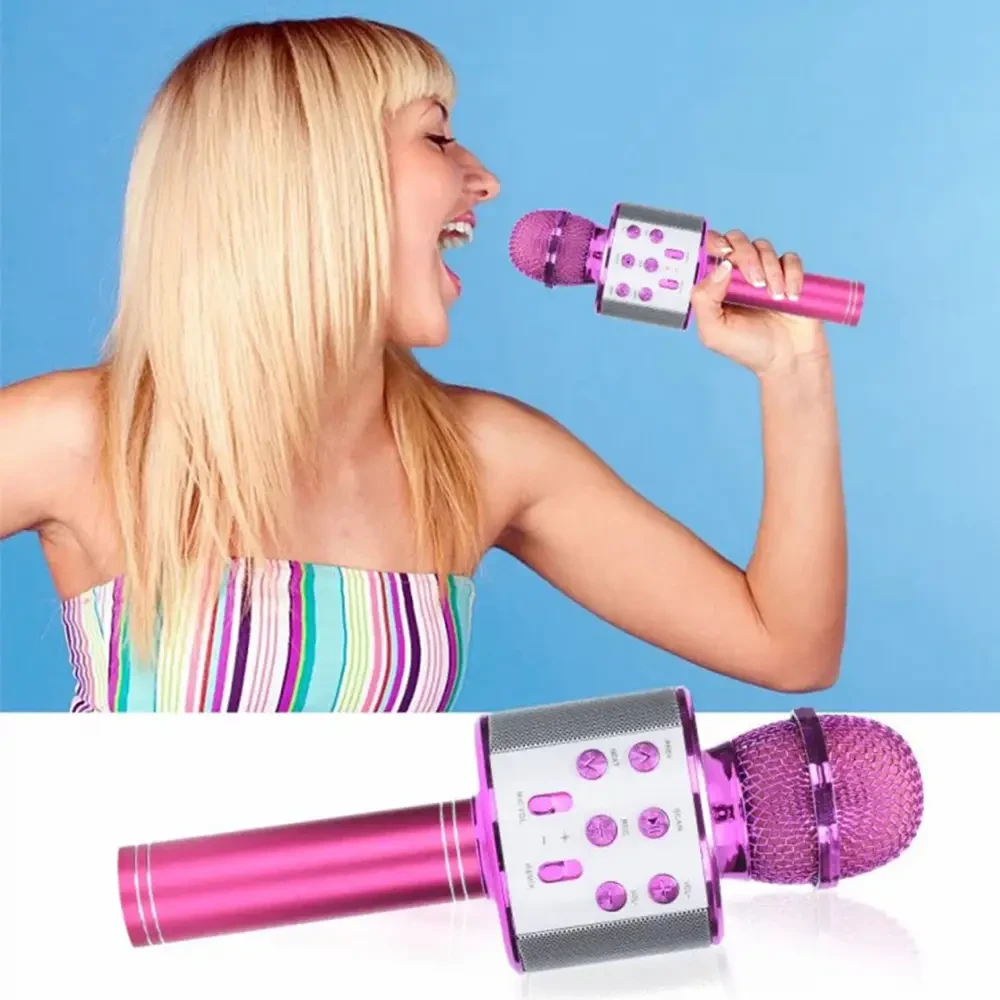 Bežični bluetooth karaoke mikrofon za djecu KGEBAO WS-858 pink