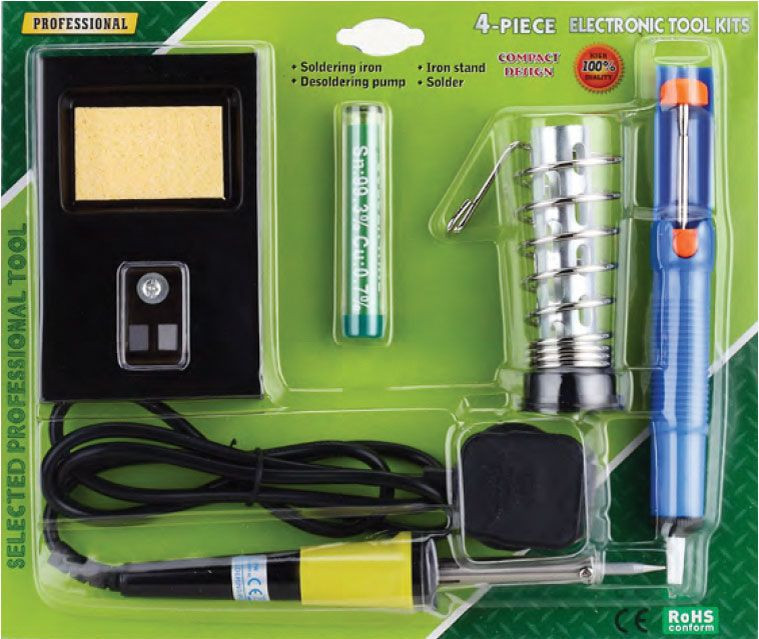 Set za lemljenje 4u1 lemilica 30W, pumpica, držač, kalaj GOOBAY